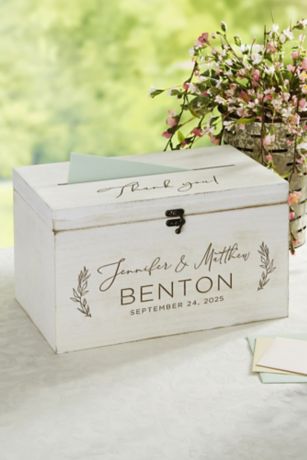 Picture of Engraved Wooden Wedding Keepsake Card Box
