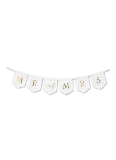 Metallic Mr and Mrs Fabric Banner - Crafted of fabric and detailed with 