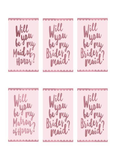 Bridal Party Proposal Wine Bottle Labels (Pink) - Ask your bridal party to stand by your