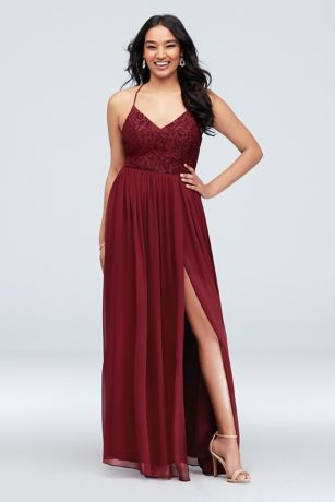 long wine red dress