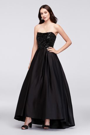 david's bridal black strapless dress