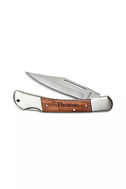 Personalized Wood Locking Pocket Knife Image 1