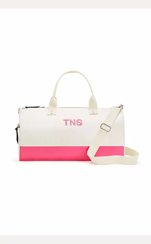 Personalized Off We Go Pink Canvas Weekend Bag Image 1