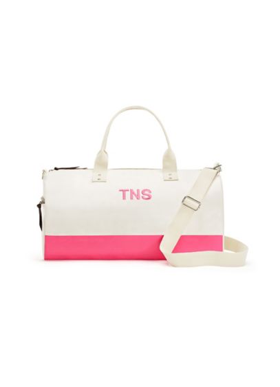 Pink (Personalized Off We Go Pink Canvas Weekend Bag)