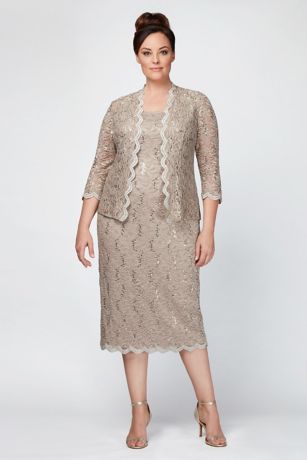 alex evenings sequined lace sheath dress and jacket