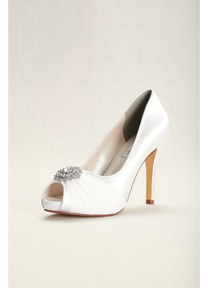 Dyeable Chiffon And Satin Peep Toe Heels David S Bridal