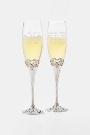 Picture of Engraved Infinity Heart Wedding Flute Set