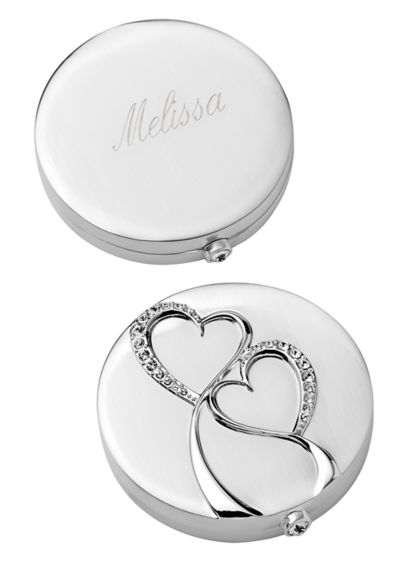 Personalized Silver Twin Hearts Compact | David's Bridal
