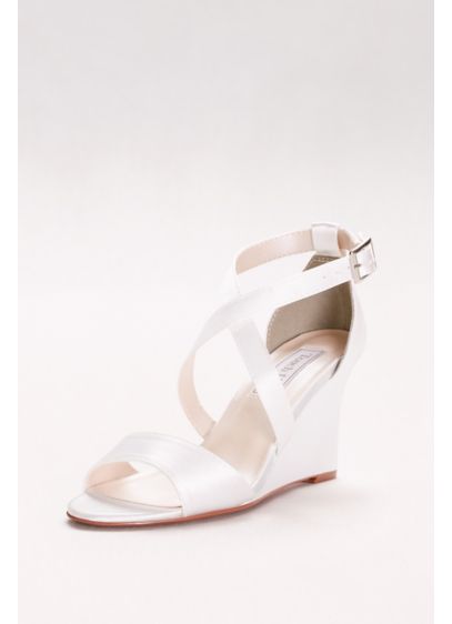 Jenna Dyeable Wedge Sandals - Made from a dyeable satin, these crisscrossing wedges