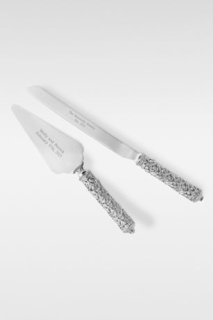 Picture of Engraved Cathedral Jeweled Wedding Cake Server Set