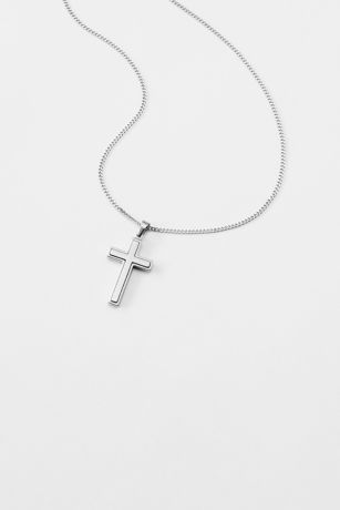 Picture of Engraved Childrens Two Tone Cross Necklace