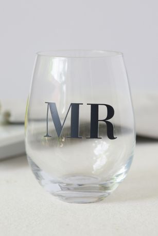 mr and mrs stemless wine glasses