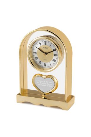 Picture of Engraved Gold Arch and Heart Clock