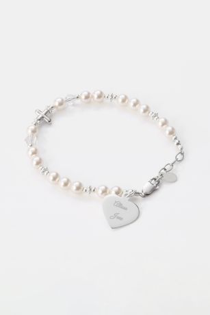 Picture of First Communion Engraved Silver Beaded Bracelet