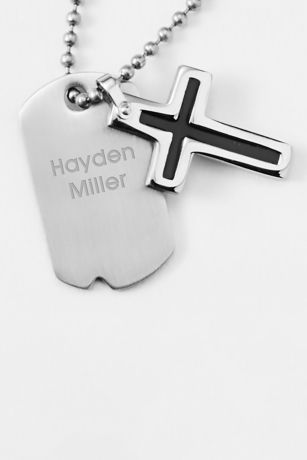 Picture of Childrens Engraved Cross and Dog Tag Necklace