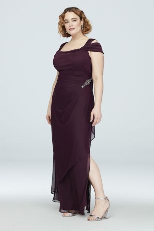 Picture of Cold-Shoulder Plus Size Cowl Neck Cascade Dress