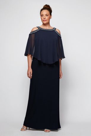 alex evenings cold shoulder gown