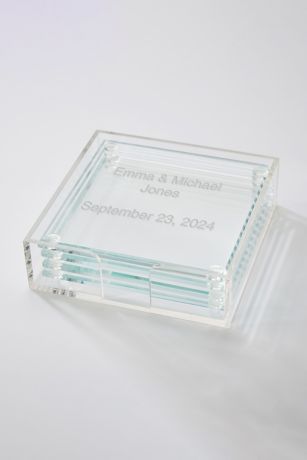 Picture of Engraved Glass Coaster Set of 4 and Holder