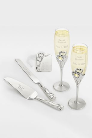 Picture of Engraved Intertwined Heart Wedding Gift Set