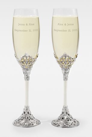 Picture of Engraved Wedding  Anniversary Cathedral Flute Set