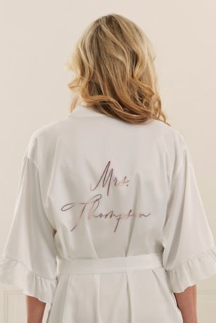 Picture of Metallic Bride Personalized Ruffle Satin Robe