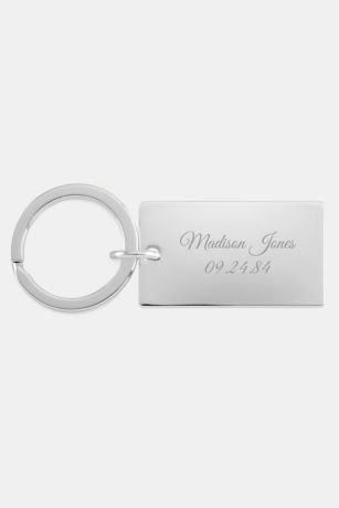 Picture of Engraved Nickel Rectangle Keychain