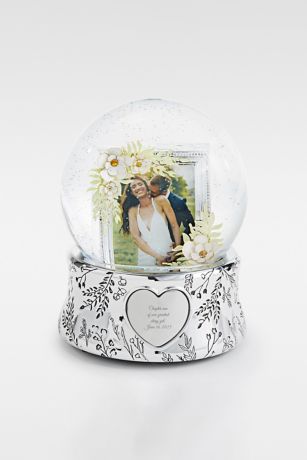Picture of Engraved Floral Wedding Photo Snow Globe