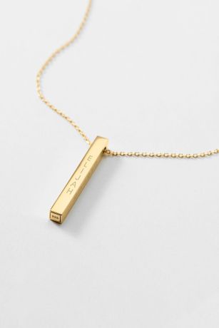 Picture of Engraved Sterling Silver Yellow Gold Cube Necklace