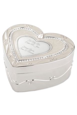 Picture of Engraved Heart Silver Ivory Enamel Keepsake Box