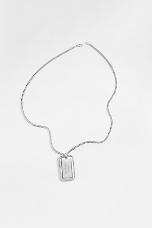Picture of Engraved Sterling Silver Textured Dog Tag Necklace