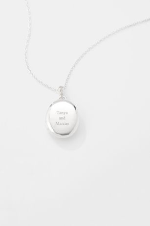 Picture of Sterling Silver Oval Locket with Diamonds Necklace
