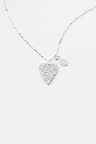 Picture of Engraved Sterling Silver Filigree Heart Necklace
