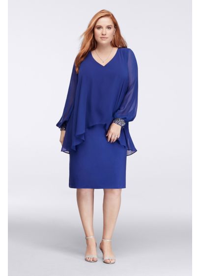 Short A-Line Long Sleeves Cocktail and Party Dress - Alex Evenings
