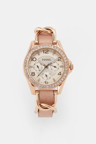 Picture of Engraved Fossil Riley Rose Gold and Pink Watch