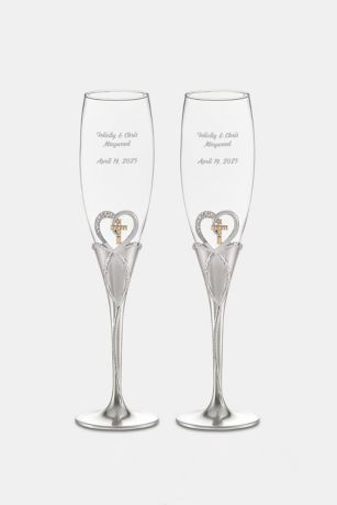 Picture of Engraved Cross and Heart Flute Set