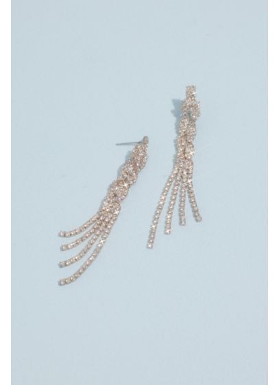 Braided Rhinestone Fringe Earrings - Wedding Accessories