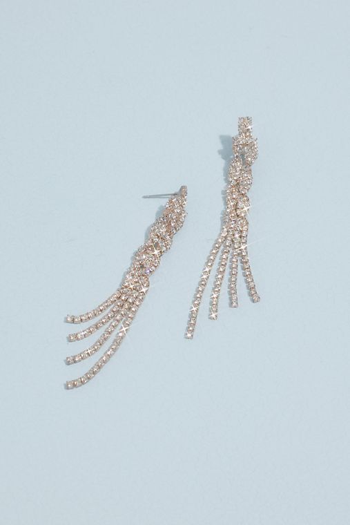 David's Bridal Braided Rhinestone Fringe Earrings