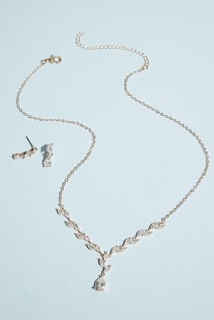 Picture of Scalloped Teardrop Necklace and Earring Set