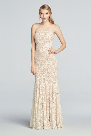 strapless lace prom dress