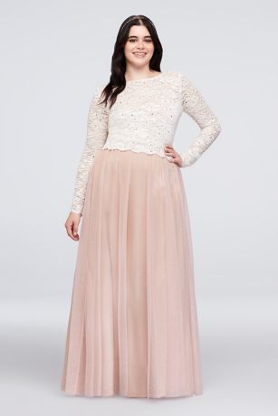 Dotted Lace Top And Tulle Skirt Plus Size Set David S Bridal