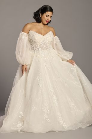 Picture of Beaded Tulle Wedding Dress with Detachable Sleeves