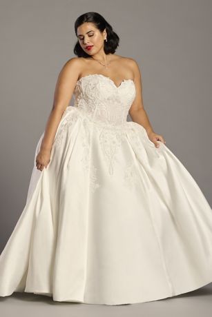Picture of Embellished Satin Ball Gown with Overskirt