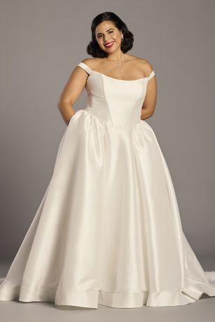 Picture of Off-the-Shoulder Mikado Basque Waist Ball Gown
