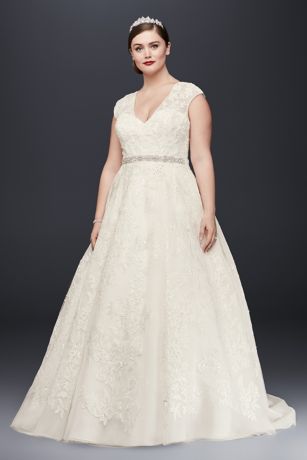 oleg cassini cap sleeve wedding dress