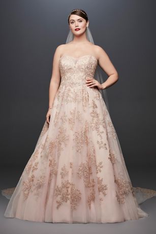 metallic lace applique gown