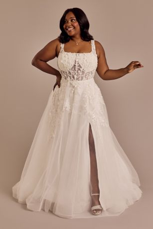 Picture of 3D Floral Wedding Dress with Tank Sleeves