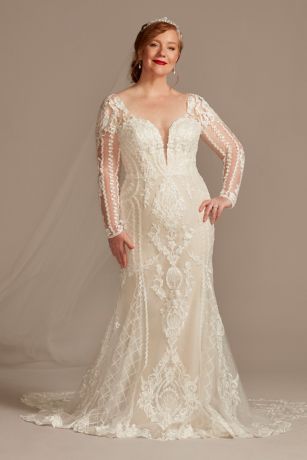 Picture of Beaded Scroll and Lace Mermaid Wedding Dress