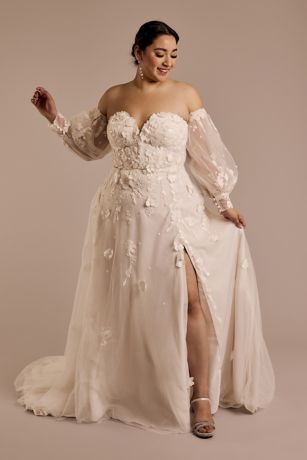 Picture of Off-the-Shoulder Long Billow Sleeve Wedding Dress