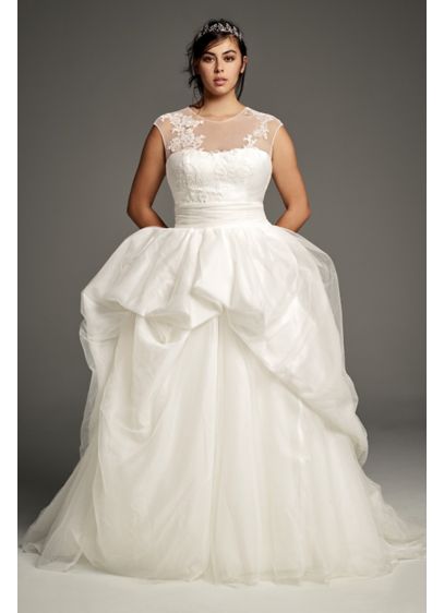 White by Vera Wang Illusion Plus  Size  Wedding  Gown David 