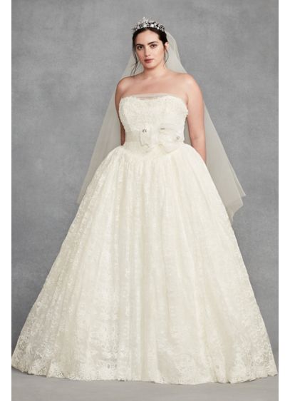  White  by Vera Wang Plus  Size  Corded Wedding  Dress  David 